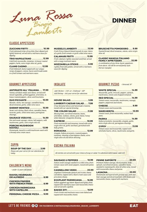 luna rossa renfrew menu